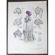 LITHOGRAPHIE de MODE, COSTUMES, COUTURE, FASHION, années 1900-1910 (81)