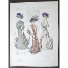 LITHOGRAPHIE de MODE, COSTUMES, COUTURE, FASHION, années 1900-1910 (82)