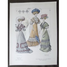 LITHOGRAPHIE de MODE, COSTUMES, COUTURE, FASHION, années 1900-1910 (86)