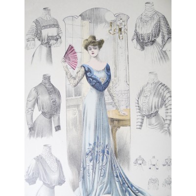 LITHOGRAPHIE de MODE, COSTUMES, COUTURE, FASHION, années 1900-1910 (87)