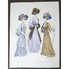 LITHOGRAPHIE de MODE, COSTUMES, COUTURE, FASHION, années 1900-1910 (93)