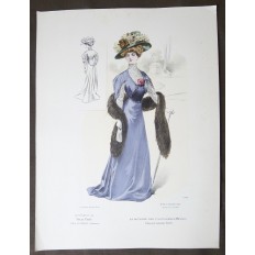 LITHOGRAPHIE de MODE, COSTUMES, COUTURE, FASHION, années 1900-1910 (94)