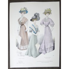 LITHOGRAPHIE de MODE, COSTUMES, COUTURE, FASHION, années 1900-1910 (99)