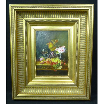 STILL LIFE with FRUITS, XIXth. OIL/PANEL. COLLECTION.
