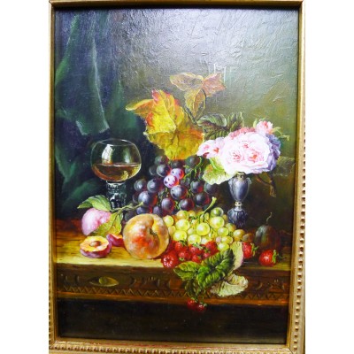 STILL LIFE with FRUITS, XIXth. OIL/PANEL. COLLECTION.