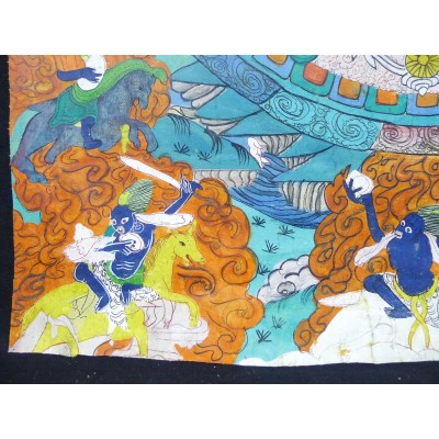 TIBET: TANGKA, MANDALA, XIXe. GOUACHE sur TOILE.