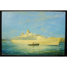 LE PAQUEBOT ORIANA, 1959, HUILE/TOILE. ENGLAND, P&O Orient Lines.