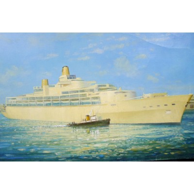 LE PAQUEBOT ORIANA, 1959, HUILE/TOILE. ENGLAND, P&O Orient Lines.