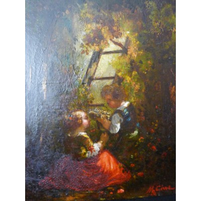 Marius CIVAL (1817-1870) Peintre Marseillais, OFFRANDE DE FLEURS, Huile sur Panneau.