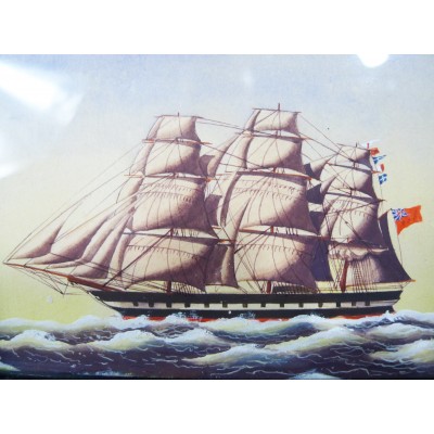 MARINE, XIXe s. GALERE du YORKSHIRE, AQUARELLE.