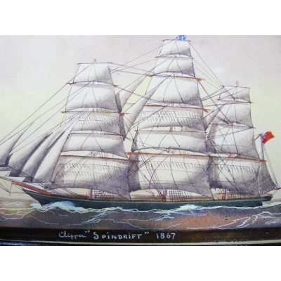 MARINE, XIXe s.LE CLIPPER "SPINDRIFT"" (1867), AQUARELLE.ENGLAND.