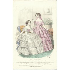 GRAVURE de MODE XIXe s. LE FOLLET (1)