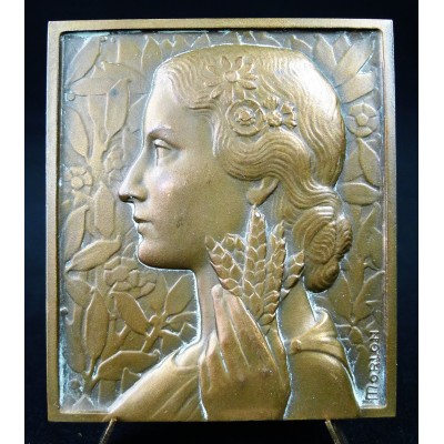 MEDAILLE BRONZE, MORLON sc. LA FRANCE AGRICOLE. ART-DECO.