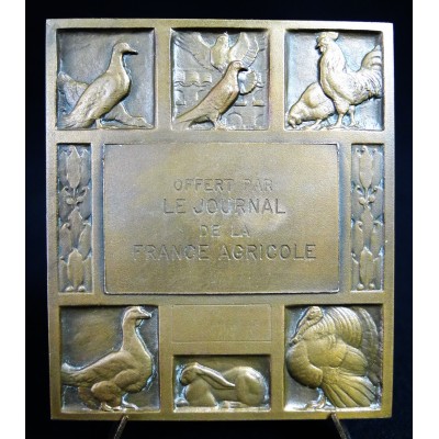 MEDAILLE BRONZE, MORLON sc. LA FRANCE AGRICOLE. ART-DECO.