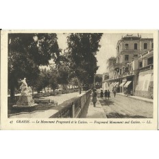 CPA: GRASSE, Le Monument Fragonard et le Casino, vers 1920
