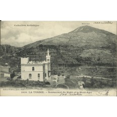 CPA: LA TURBIE, Restaurant du Righi et le Mont Agel, vers 1900