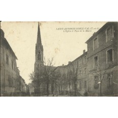 CPA: SAINT-ANTONIN-NOBLE-VAL, Eglise et Place, vers 1910