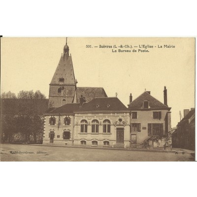 CPA - SUEVRES, Eglise, Mairie, Bureau de Poste - Années 1910