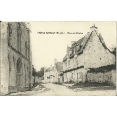 CPA: TREVES-CUNAULT, Place de l'Eglise. Années 1910.