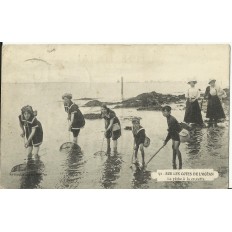 CPA: LE POULIGUEN, Peche à la Crevette. Années 1910