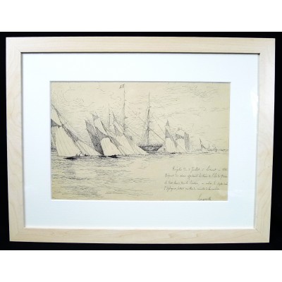 Charles LONGUEVILLE (1829-1899), Régates 1888, LORIENT, DRAWING.