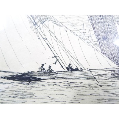  Charles LONGUEVILLE (1829-1899), Régates 1888, LORIENT, DRAWING.