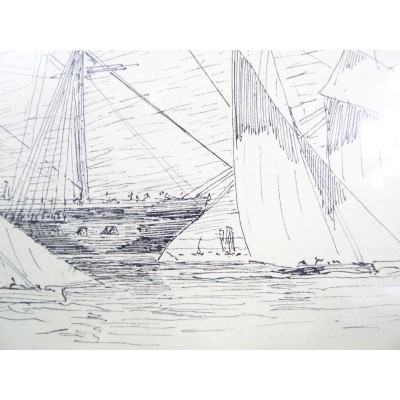  Charles LONGUEVILLE (1829-1899), Régates 1888, LORIENT, DESSIN.