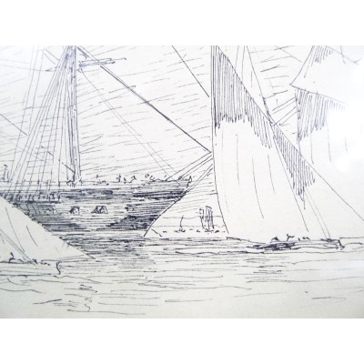  Charles LONGUEVILLE (1829-1899), Régates 1888, LORIENT, DRAWING.