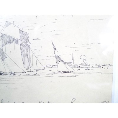  Charles LONGUEVILLE (1829-1899), Régates 1888, LORIENT, DESSIN.