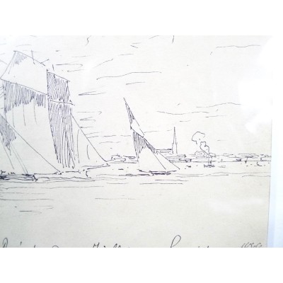  Charles LONGUEVILLE (1829-1899), Régates 1888, LORIENT, DRAWING.