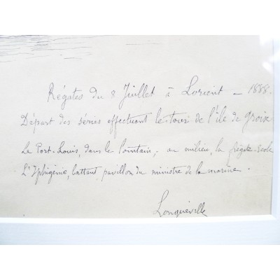  Charles LONGUEVILLE (1829-1899), Régates 1888, LORIENT, DRAWING.