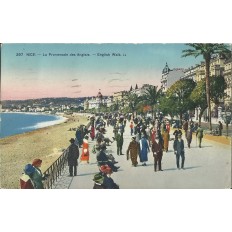 CPA - NICE, LA PROMENADE DES ANGLAIS EN COULEURS (Animée), Années 1920.