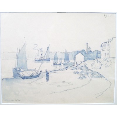  Jules LERAY (1875-1938), COTE près DOELAN, 1922, AQUARELLE.