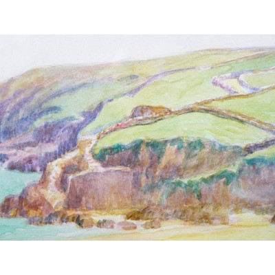  Jules LERAY (1875-1938), PAYSAGE COTIER à DOELAN, c.1920, AQUARELLE.