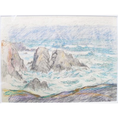  Jules LERAY (1875-1938), TEMPETE 1919, DOELAN, PASTEL.