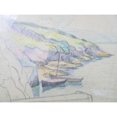  Jules LERAY (1875-1938), VUE COTIERE à DOELAN, 1923, PASTEL.