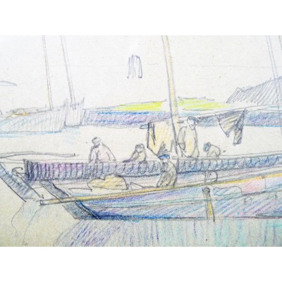  Jules LERAY (1875-1938), FILEYEURS à DOELAN, 1924, PASTEL.