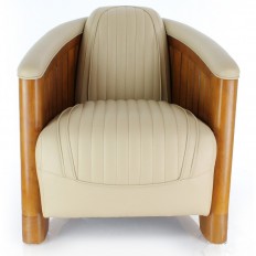 FAUTEUIL CLUB ART-DECO ESPRIT CROISIERE Cuir Ivoire