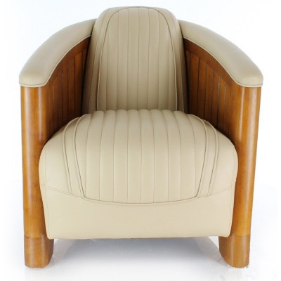 FAUTEUIL CLUB ART-DECO ESPRIT CROISIERE Cuir Ivoire