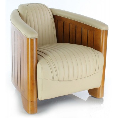 FAUTEUIL CLUB ART-DECO ESPRIT CROISIERE Cuir Ivoire