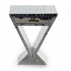 CHEVET ART-DECO TRIANGULAIRE ALU RIVETE.