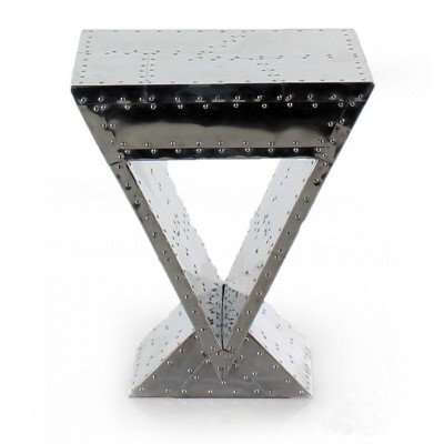 CHEVET ART-DECO TRIANGULAIRE ALU RIVETE.