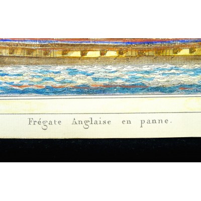  Jean Jérôme BAUGEAN (c.1764-c.1830), FREGATE ANGLAISE, GRAVURE AQUARELLEE.