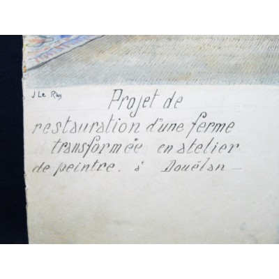  Jules LERAY (1875-1938), PROJET D'ATELIER DE PEINTRE, DOELAN, 1926, AQUARELLE.