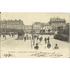 CPA: LE HAVRE, Rue de Paris, Hotel de Ville, Animé, Années 1900