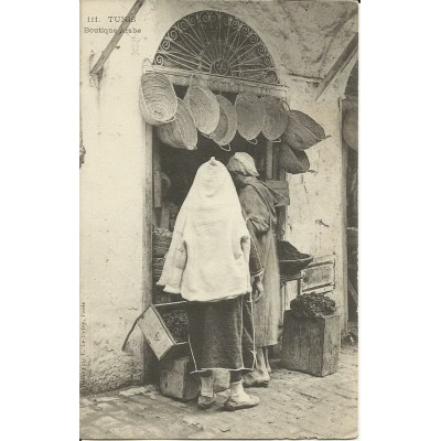 CPA TUNISIE, vers 1910, TUNIS, BOUTIQUE ARABE.