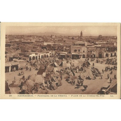 CPA MAROC, ANNEES 1910, MARRAKECH, LA PLACE DE LA DJEMMA-EL-FNA.