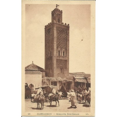 CPA MAROC, ANNEES 1910, MARRAKECH, MOSQUEE BEN-SALAH.