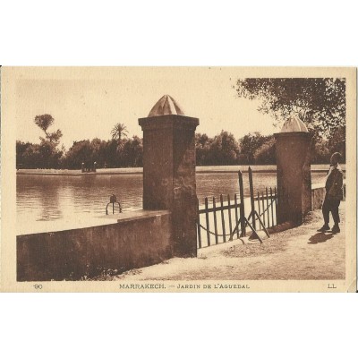 *CPA MAROC, vers 1920, MARRAKECH, JARDIN DE L'AGUEDAL.