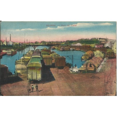 CPA: ROANNE, Port du Canal, années 1920.